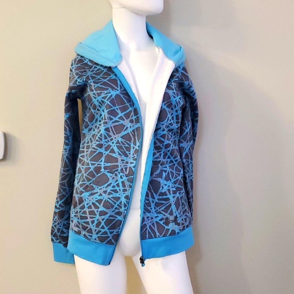 Under Armour semi fitted zipper hoodie, blue and grey, M